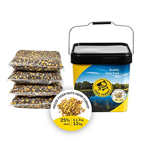 Carp Target   Partikelmix Eimer 17 L   Enthält fertige Körner für die Karpfenmethode   Mix natürliches Futter zum Anlocken von Karpfen   12kg   Vakuumverpackt 3x 4kg