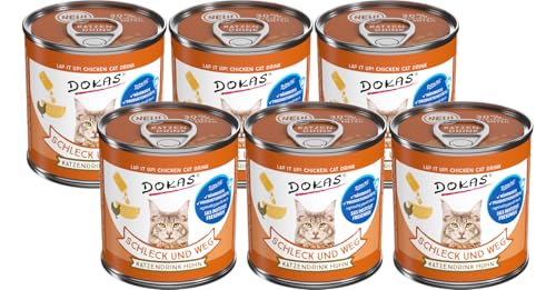 Dokas Schleck und Weg Katzendrink Huhn 6 x 100 g Flüssiger Snack mit 30 % Hühnerbrustfilet Unterstützt die Flüssigkeitsaufnahme Getreidefrei ohne Zusatzstoffe