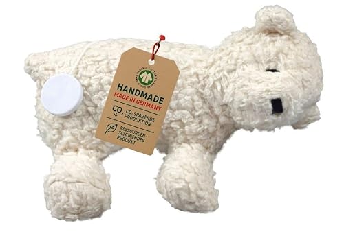 Efie Bio-Spieluhr Teddy 100 % Baumwollplüsch kbA Füllung aus Schurwolle kbT GOTS-zertifiziert handgefertigt in Deutschland Melodie LaLeLu