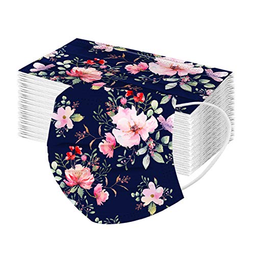 Lulupi 50 Stück Blume Einmal-Mundschutz Einweg Erwachsene Mundschutz Löwenzahn Motiv Bunt Gedruckt Halstuch Mund und Nasenschutz Atmungsaktiv Bandanas Maske Halstuch Herren Damen