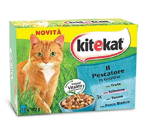 Kitekat The Fisherman - Wet cat Food - 4 multipacks of 12 Bags x 100 g