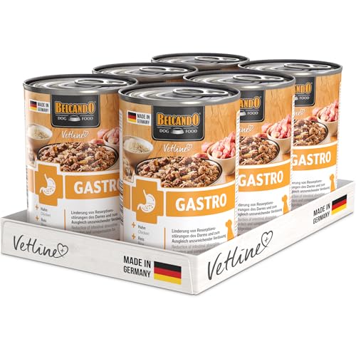 BELCANDO Vetline Gastro Diätfutter 6 400 g Nassfutter bei Magen-Darm-Erkrankungen Verdauungsbeschwerden Schonkost für empfindliche Hunde Made in Germany
