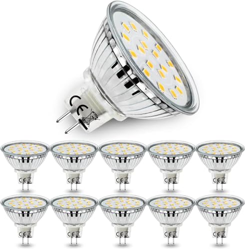 Allesgute GU5.3 LED Lampe 5W MR16 LED Bulbs 12V Ersatz für 45W Halogen Leuchtmittel Neutralweiß 4500K 450lm Birne 120 Grad AC DC 12 Volt Spot 10Stück