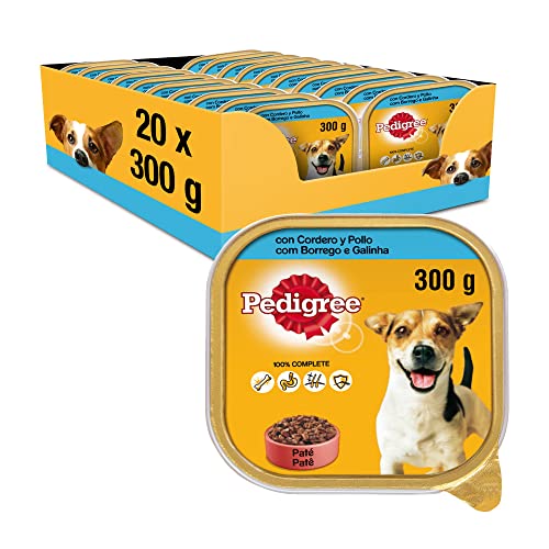 Pedigree Nassfutter fÃ¼r Hunde Lamm und Huhn in Pastete Packung mit 20 Dosen x 300 g