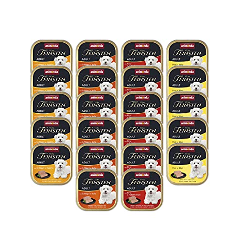 animonda Vom Feinsten Adult Feinschmecker Vielfalt 22x 150g Hundenassfutter für ausgewachsene Nassfutter für fein stückigen Pasteten Hundefutter ohne Getreide