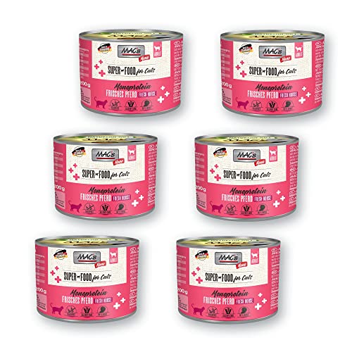 Mac s Cat Katzenfutter Mono Pferd Nassfutter Dosen 6x200g getreidefrei