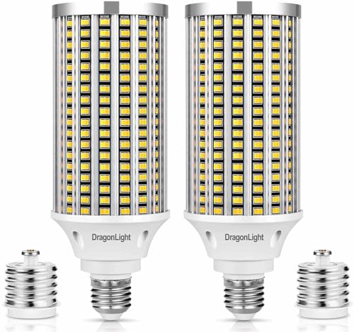 DragonLight 60W Superhelle Mais Licht Glühbirnen 200 Watt MH HPS Ersatz   E27 E40 Edison Lampe   3000K Warmweiß 7 200LM für gewerbliche Beleuchtung   Garage Werkstatt Büro Hof 2er Pack