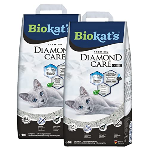 Biokat s Diamond Care Classic Katzenstreu ohne Duft - 2 Sack 2 x 10 L