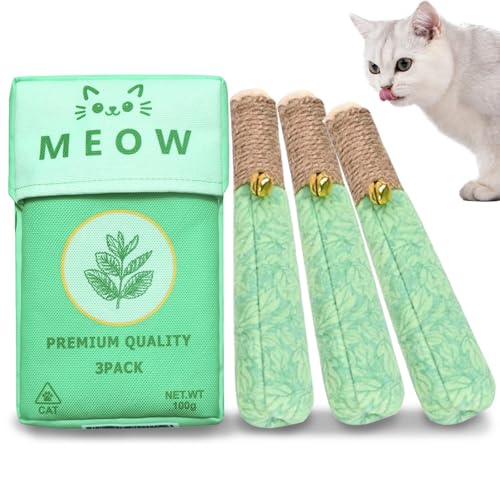 XIEXIESHER Kauspielzeug Katze 3 PCS Zigaretten Sticks interaktives für Kleine Mittelgroße Große