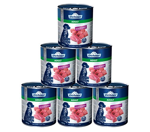 Dehner Premium Hundefutter Rind und Lamm 6x 800g 4.8