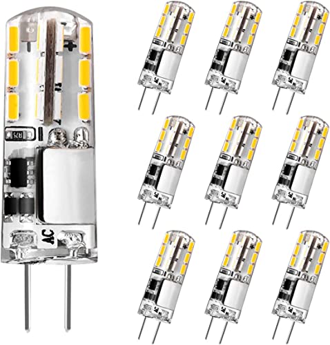 Tailcasß Birnen 12V 1.5W Kein Flackern Stiftsockellampe für 20W Halogenlampen Energiesparlampe 180LM DC Lampen 10er