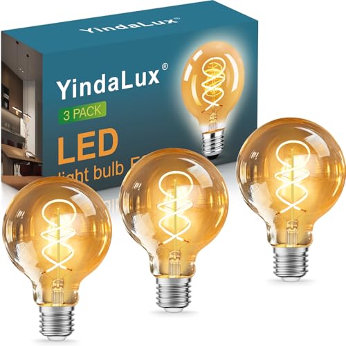 YindaLuxühbirne E27 LED Warmweiss 2200K Filament Lampe Edison Vintage Leuchtmittel 4W Energiesparlampe Retro Birne Deko für Haus Caf Bar 3er G80 Nicht Dimmbar