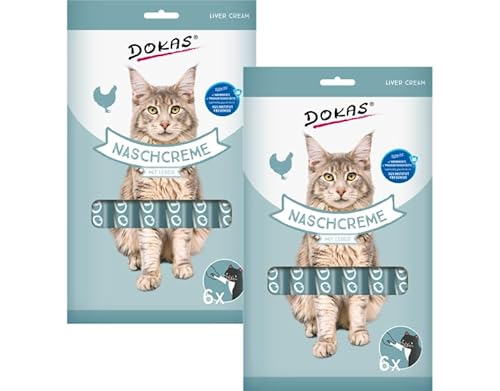 Dokas Nasch-Creme mit Leber für Katzen 2 x 90g Gratis-Sachet mit Käse 15g Cremiger Snack mit Hühnerleber Hühnerbrustfilet Belohnung Topping Ergänzungsfutter