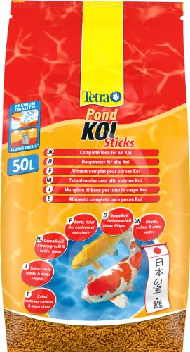 Tetra Pond Koi Sticks Hauptfutter in Form hochwertiger schwimmfähiger Futtersticks speziell für Koi entwickelt 50 liters Beutel