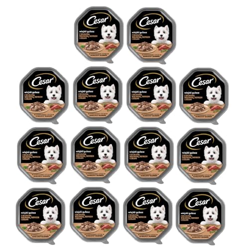 Cesar Landragout Nassfutter für ausgewachsene Hunde mit zartem Truthahn Rind und Kräutern Schale 14 x 150g