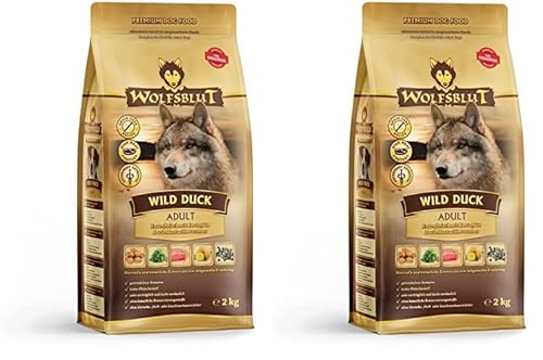 Wolfsblut - Wild Duck Adult - 2 kg - Ente - Trockenfutter - Hundefutter - Getreidefrei Packung mit 2