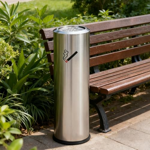 Standaschenbecher Für Draußen Standascher Zigarettenbehälter Vertikal Aschenbecher Edelstahl Bodenständer Ascher Außen Mülleimer Zigarette