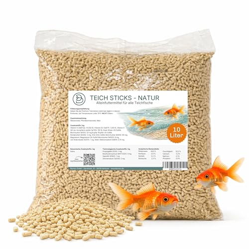 Teichsticks 10L Premium Fischfutter für Koi Goldfische Teichfische schwimmfähig mit Vitaminen Alleinfutter für Gartenteich Nicht trübend