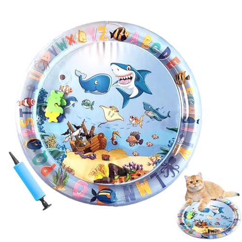 Generisch Hundewassermatte Katzenpool -Spielzeug Interaktive Katzenspiel Mat Anreicherungssusse interaktives Wasserbett mit Fisch für Innen im Freien