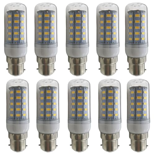 Aoxdi 10 Stück B22d LED Leuchtmittel 7 Watt Warmweiß 48 SMD 5730 LED Strahler Lampe B22 Sockel Energiesparlampe 7W AC220-240V