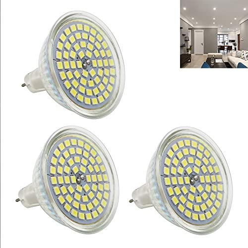 GU5.3 LED Kaltweiß MR16 AC DC 12V 3W Lampe Spot Ersatz für 25W Halogen Lampen 6000K Birne Leuchtmittel Nicht Dimmbar Glühlampen für Schlafzimmer Esszimmer Wohnzimmer Flur Küche Hotel Restaurant Cafe