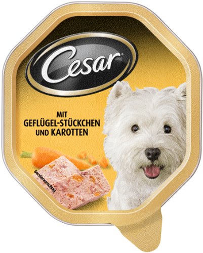 Cesar Standard Schale mit Geflügel-Stückchen und Karotten 24x150g - Hundefutter