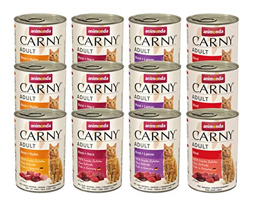 Animonda Carny Adult Katzenfutter Nassfutter für ausgewachsene Herzhafte Variation 12x 400 g