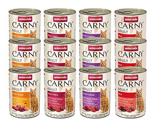 Animonda Carny Adult Katzenfutter Nass Nassfutter für ausgewachsene Katzen Herzhafte Variation 12 x 400 g