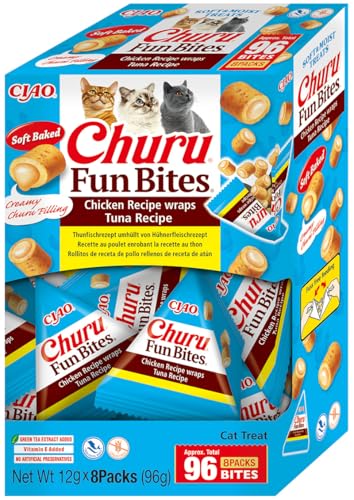 INABA Churu Fun Bites 56% Feuchtigkeit Katzensnacks aus Japan Hochwertige Proteine mit Huhn und Thunfisch Katzen Leckerlies 96 g 1er Pack