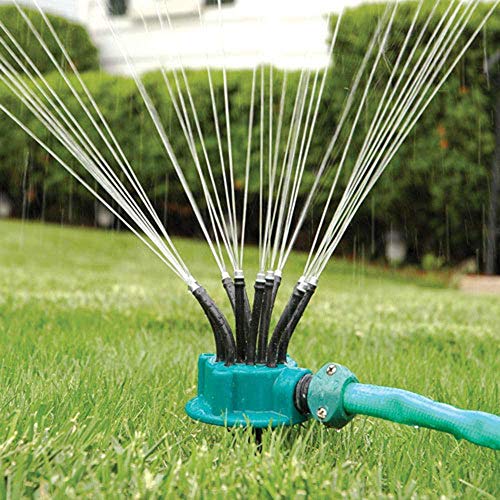 QYHSS Multifunktions Rasensprinkler 360 Grad automatische Kunststoff Sprinkler 12 Düsen 360 Grad drehbar Sprühdüse Bewässerung