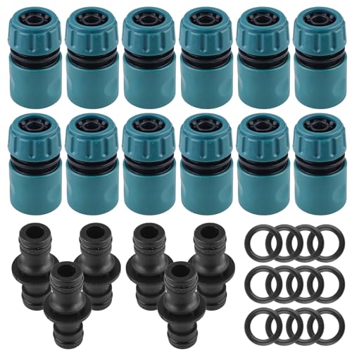 Gartenschlauch Anschluss Set Schlauchkupplung 1 2 Zoll Doppelstecker Schlauchverbinder Adapter Kupplung Verbinder Zubehör Schnellverbindung Leckfrei für Garten und Haus Wasserhahn 18 Stück