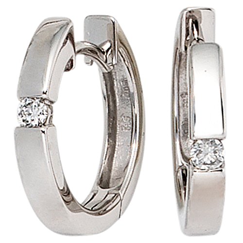 Jobo Damen-Creolen aus 14 Karat 585 Weißgold mit 2 Diamanten