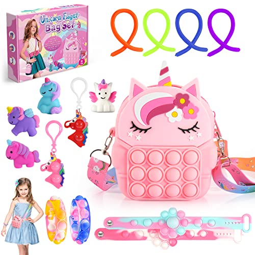 Toyzey Geschenk für Mädchen 3 4 5 6 7 8 9 10 Jahre Fidget Toys Anti-Stress-Spielzeug 3 10 Jahre Einhorn Mädchen Pop it Fidget Toy 3 10 Jahre Geschenk für Mädchen Sensory Spielzeug