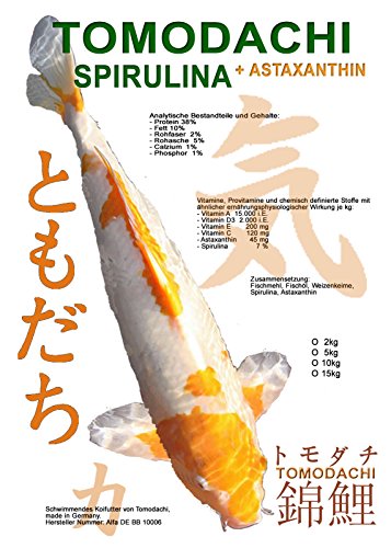 Tomodachi Koifutter Spirulinafutter Premium Schwimmfutter für Koi Spirulina Astaxanthin 10kg 6mm Koipellets