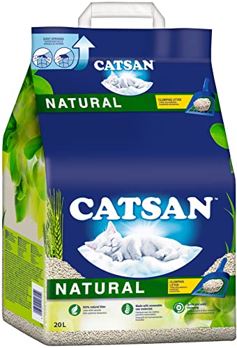 Catsan Natural Kompostierbare Klumpstreu für Katzen 20 Liter 1 Beutel Katzenstreu 100 Prozent Biologisch abbaubar