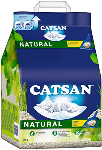 Catsan Natural Kompostierbare Klumpstreu für Katzen 20 Liter 1 Beutel Katzenstreu 100 Prozent Biologisch abbaubar