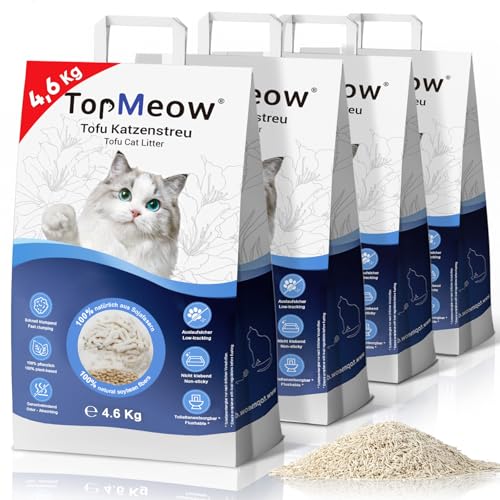 TopMeow Tofu Katzenstreu 18 4 kg Klumpende Staubfreie Katzenstreu aus Pflanzenfasern Starke Geruchsbindung spülbar in der Toilette ideal für Mehrkatzenhaushalte 4 4 6 kg