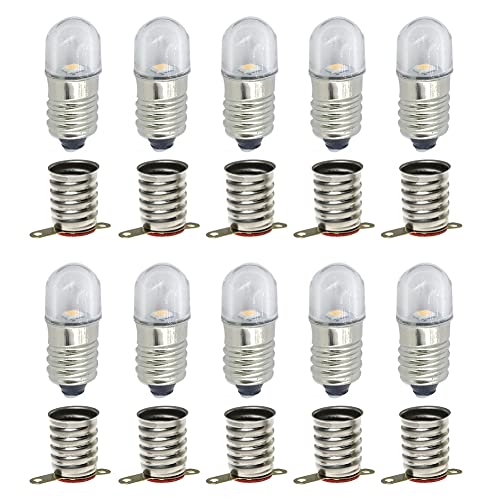 MeetUs 10 Sets AC E10 LED-Lampen Licht lampen SMD 0.5W 60LM E10 Basis Warmweiß 12V