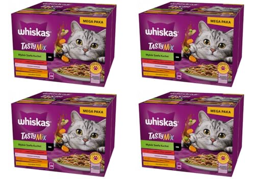 Whiskas Tasty Mix Chef s Choice Katzenfutter nass in Sauce 96 Portionsbeuteln 4-er Pack
