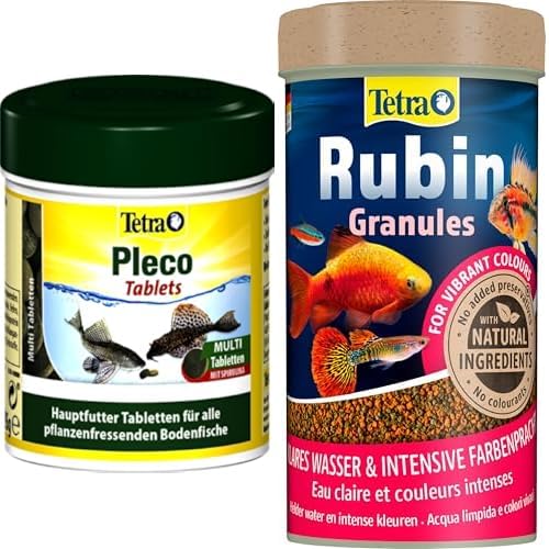 Tetra Rubin Granules - Fischfutter in Granulatform mit natürlichen Farbverstärkern Pleco Tablets Nährstoffreiches Fischfutter für alle pflanzenfressenden Bodenfische z.B. Welse 275 Tabletten