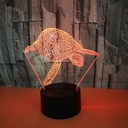 CICOLO 3D Schildkröte Illusion LED Nachtlicht für Kind Weihnachtsgeschenke oder Hausdekorationen 16 Farben wechselnder mit Fernbedienung USB Ladegerät Berührungsschalter Tischlampe