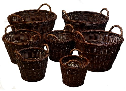 7 Größen WIKLER Gartenkorb Kartoffelkorb Kaminkorb Holzkorb Weide Kiepe Erntkorb Füllkorb 30cm