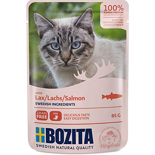 Bozita Pouch Häppchen in Soße mit Lachs 12x 85g Katzenfutter nass