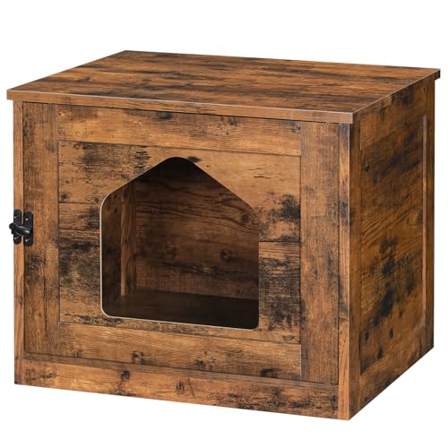 HOOBRO Katzenhaus Katzenklo Schrank Katzenschrank für Katzentoilette Katzenhaus mit Einzeltür Katzenhöhle großer Stauraum Vintagebraun EBF01MW01G1