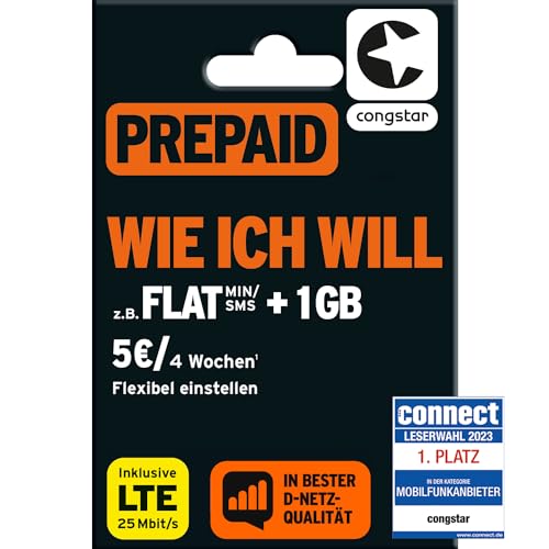 congstar Prepaid wie ich Will SIM Micro SIM Nano SIM   Ihr Wunschmix Bester D Netz QualitÃ¤t inkl. 10 EUR Startguthaben. Mixen Allnet Minuten SMS GB so wie es monatlich brauchen.