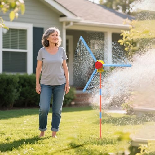 Windmühle 140 cm 360 Rasensprinkler mit 36 Düsen Spritzblume Bewässerung Sprenger beweglich Rasensprenger Gartensprenger für Hof Rasen 1PC