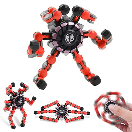 Ainiv Fingertip Toy Sensorische Fidget-Spinner Spinner Spielzeug Spinner Toy Spin Toy Transformierbare Mechanische Spinner Kreisel Stressabbau Spielzeug Geschenk Für Kinder Und Erwachsene Rot