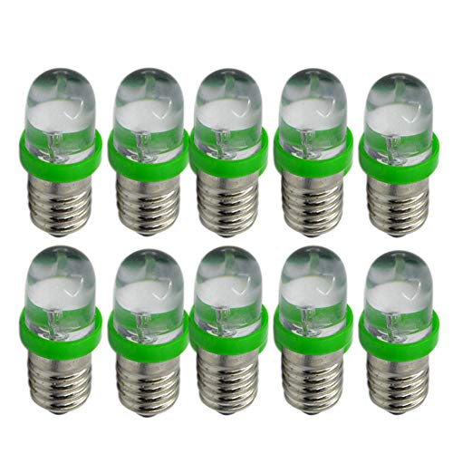 Ruiandsion LED-Leuchtmittel 3 V 6 V 12 V E10 Mini-LED-Lampen weiß blau rot grün gelb E10-Sockel 10 Stück grün 6V 6.00volts