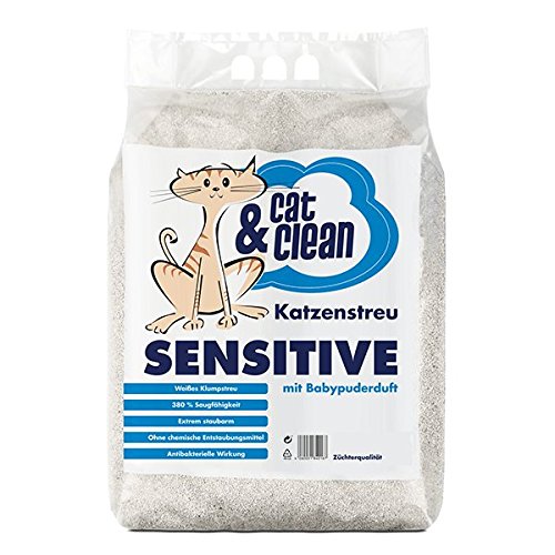 Cat Clean Katzenstreu Der Extraklasse Klumpendes Einstreu Extrem Saugfähig Naturprodukt Aus Bentonit 20Kg Sensitive Babypuder