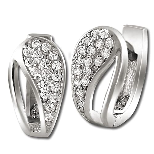 SilberDream Creolen Blattform Zirkonia weiß Damen 925 Silber Ohrringe D2SDO4326W ein Geschenk zu Weihnachten Geburtstag Valentinstag für die Frau